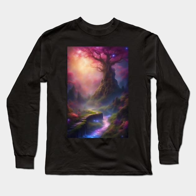To The Tree of Life in a Fantasy World Long Sleeve T-Shirt by JDI Fantasy Images